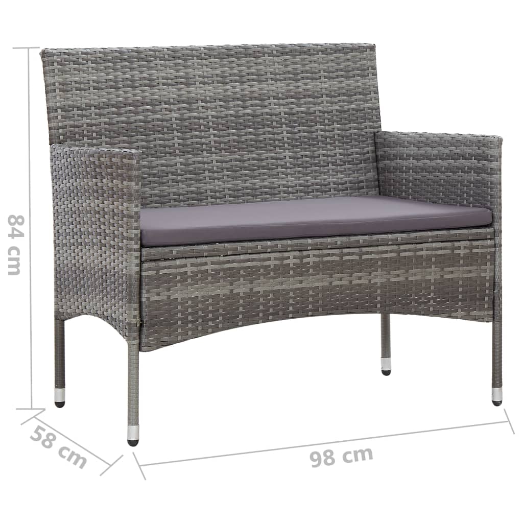 2-delige Loungeset met kussen poly rattan