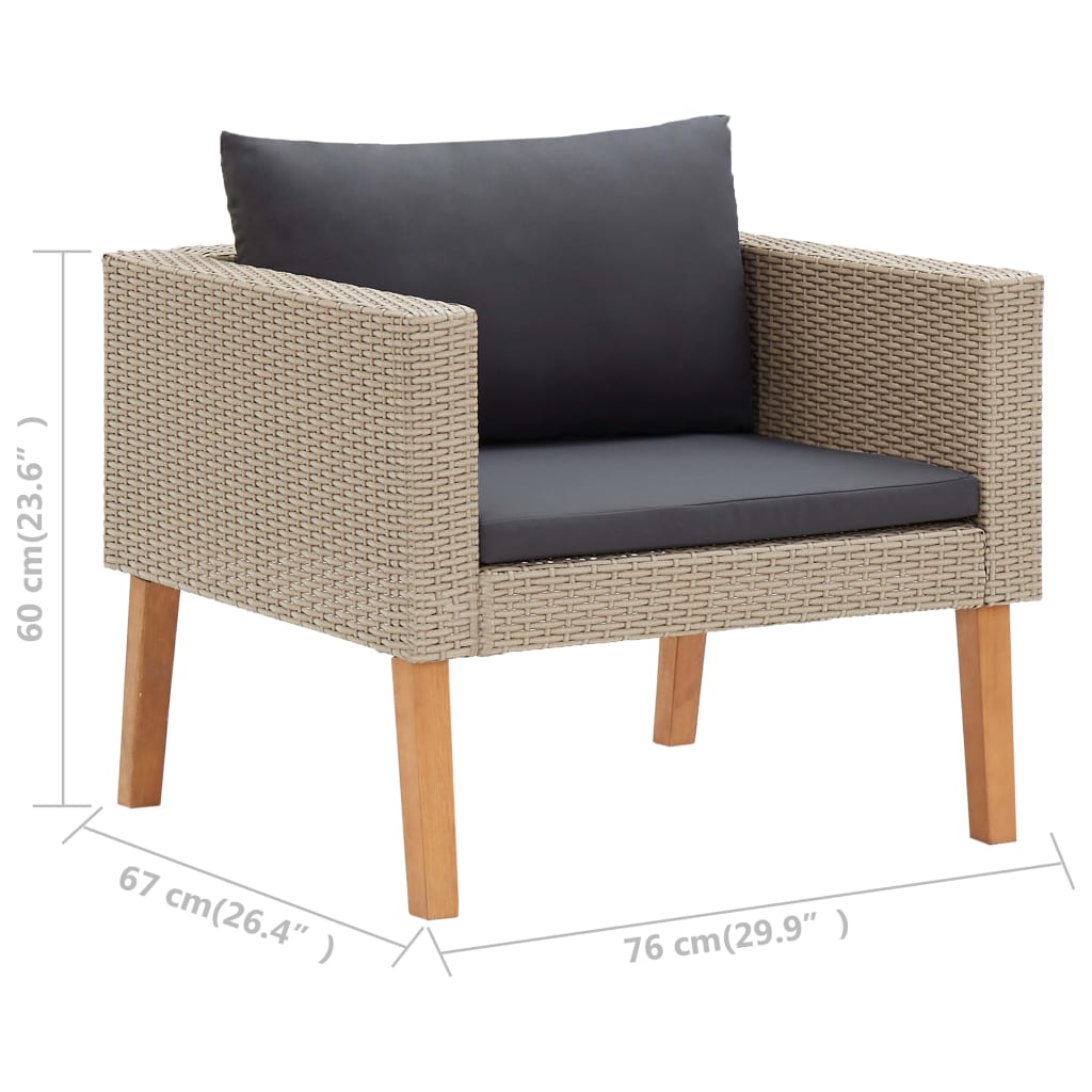 2-delige Loungeset met kussens poly rattan