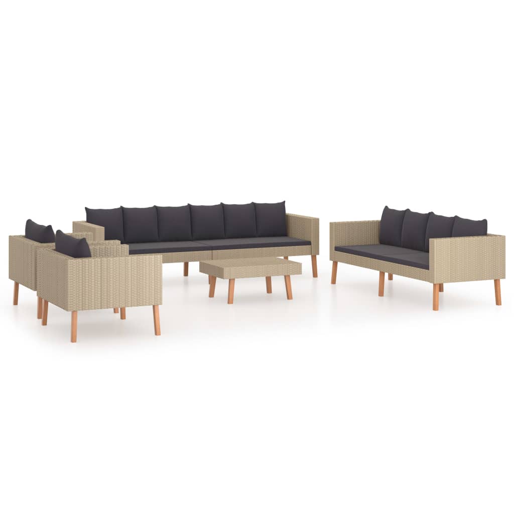 2-delige Loungeset met kussens poly rattan