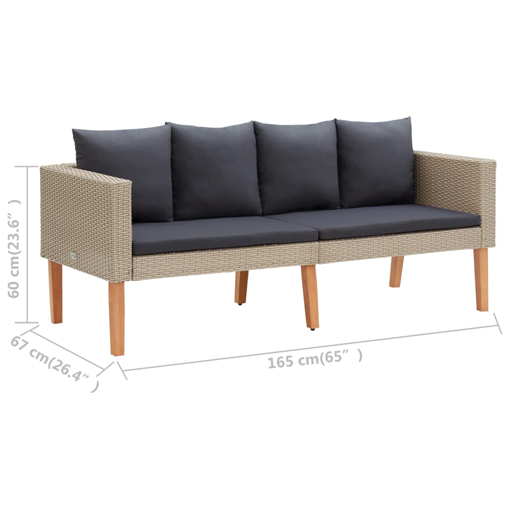 2-delige Loungeset met kussens poly rattan