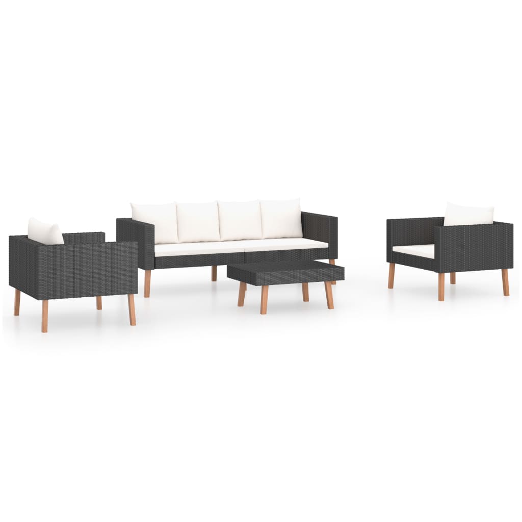 2-delige Loungeset met kussens poly rattan