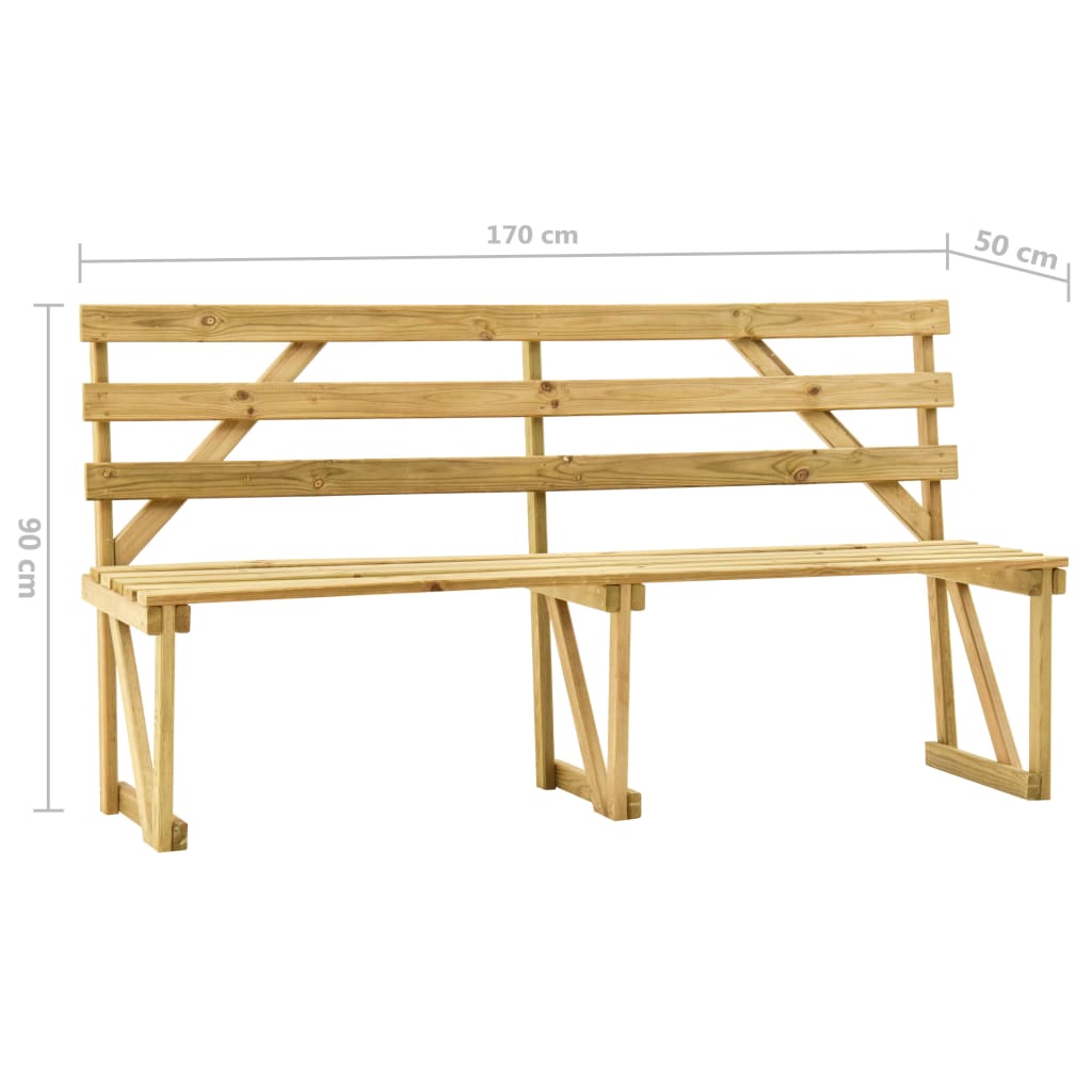 Banc de jardin 120 cm en bois de pin imprégné