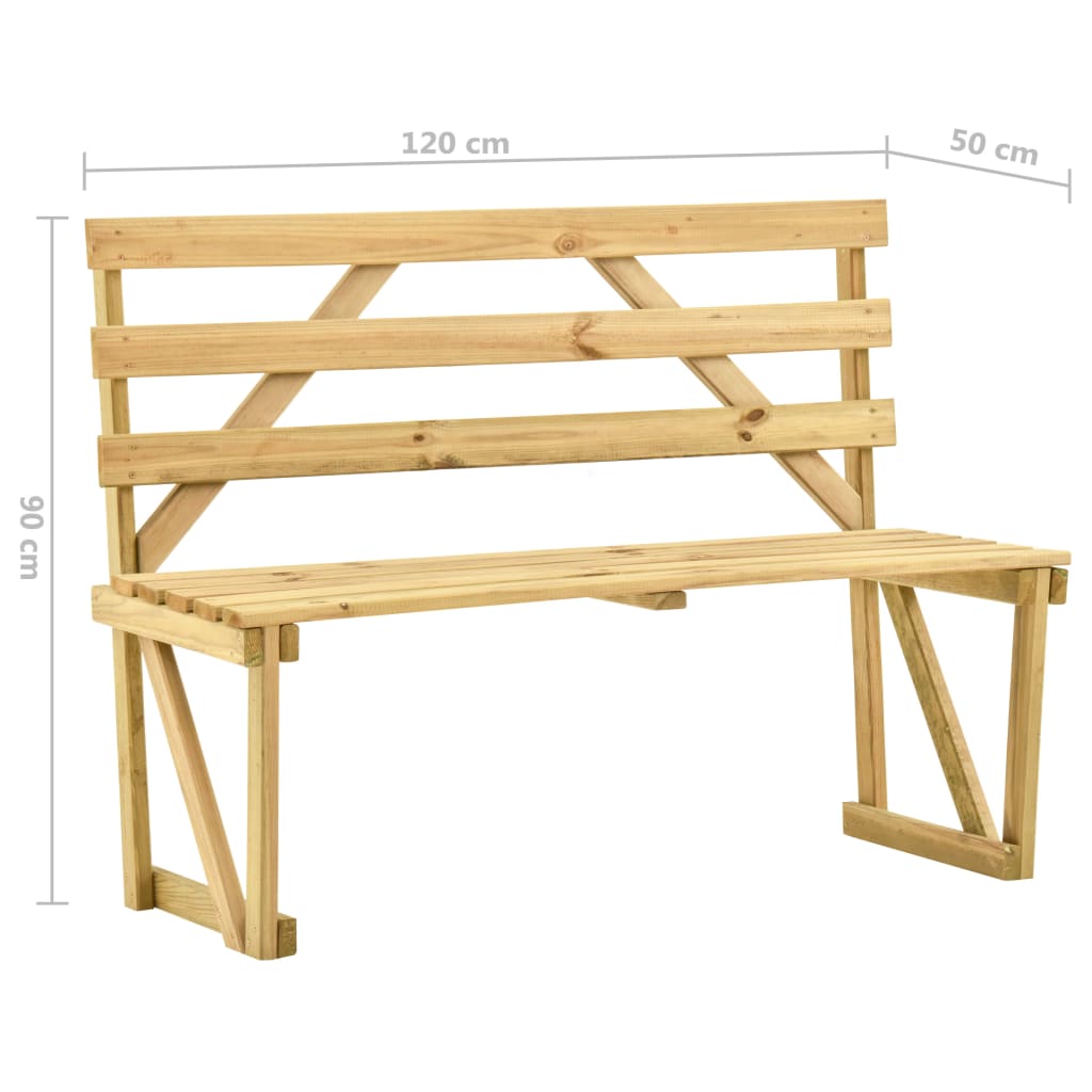 Banc de jardin 120 cm en bois de pin imprégné