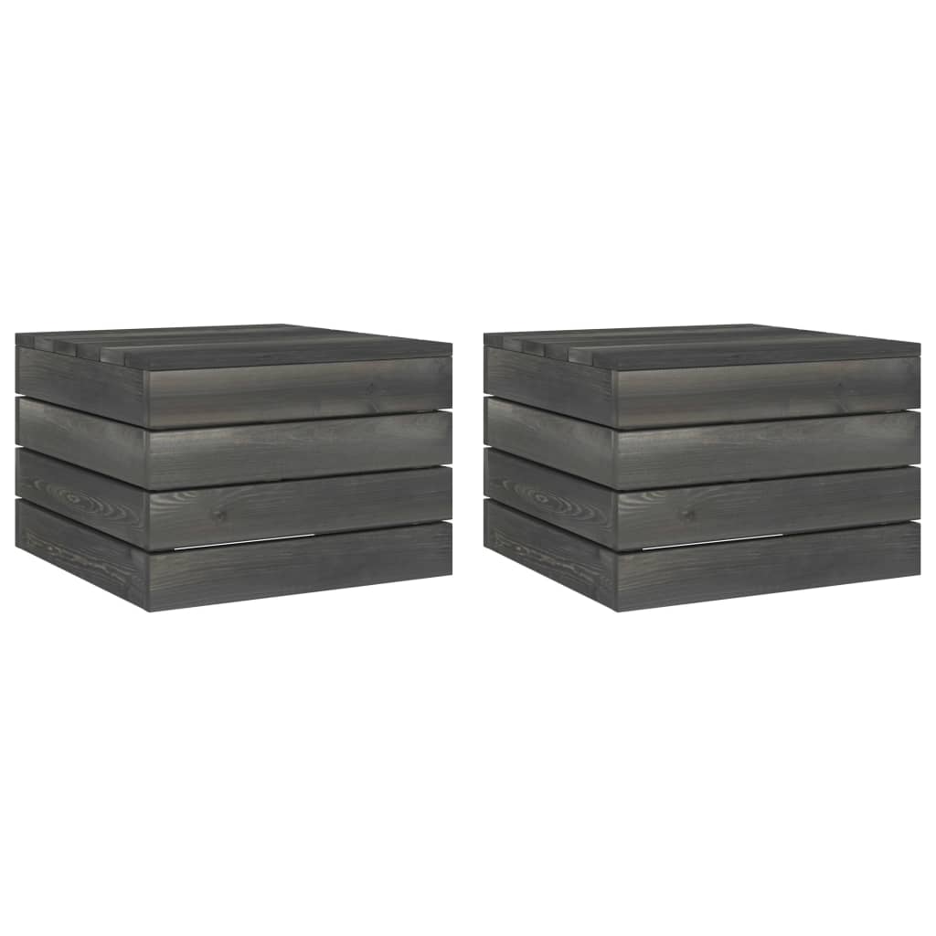 Tables de jardin 2 pcs palette bois de pin massif gris foncé