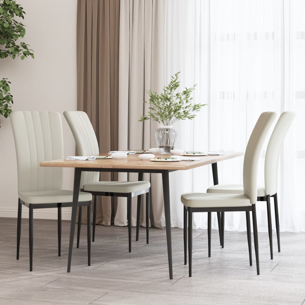 Chaises de salle à manger 4 pcs velours couleur crème