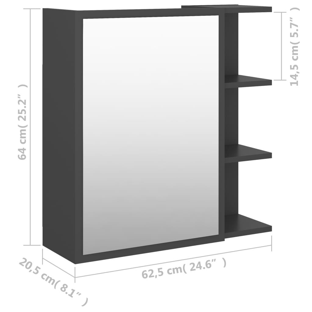 Badkamerspiegelkast 62,5x20,5x64 cm bewerkt hout