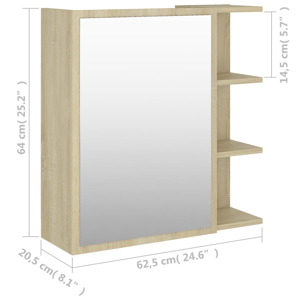 Badkamerspiegelkast 62,5x20,5x64 cm bewerkt hout