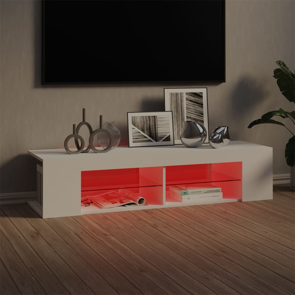 Meuble TV avec éclairage LED 135x39x30 cm coloris chêne marron