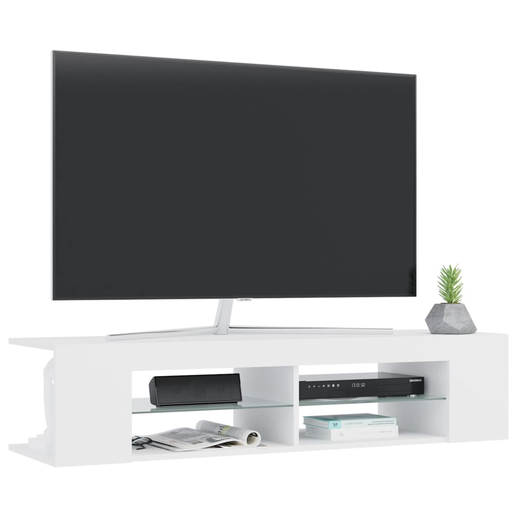 Meuble TV éclairage LED 135x39x30 cm couleur chêne