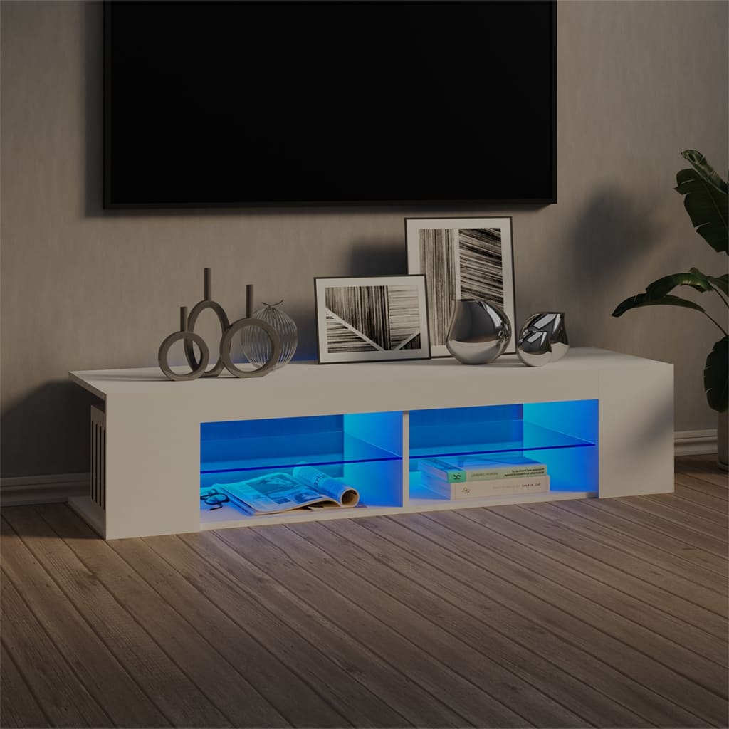 Meuble TV éclairage LED 135x39x30 cm couleur chêne