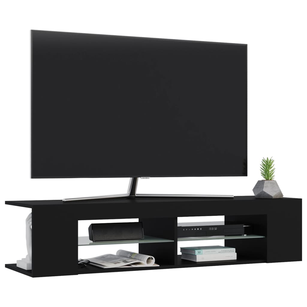 Meuble TV avec éclairage LED 135x39x30 cm coloris chêne marron