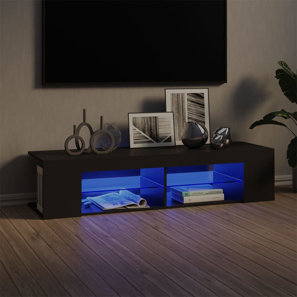 Meuble TV avec éclairage LED 135x39x30 cm coloris chêne marron