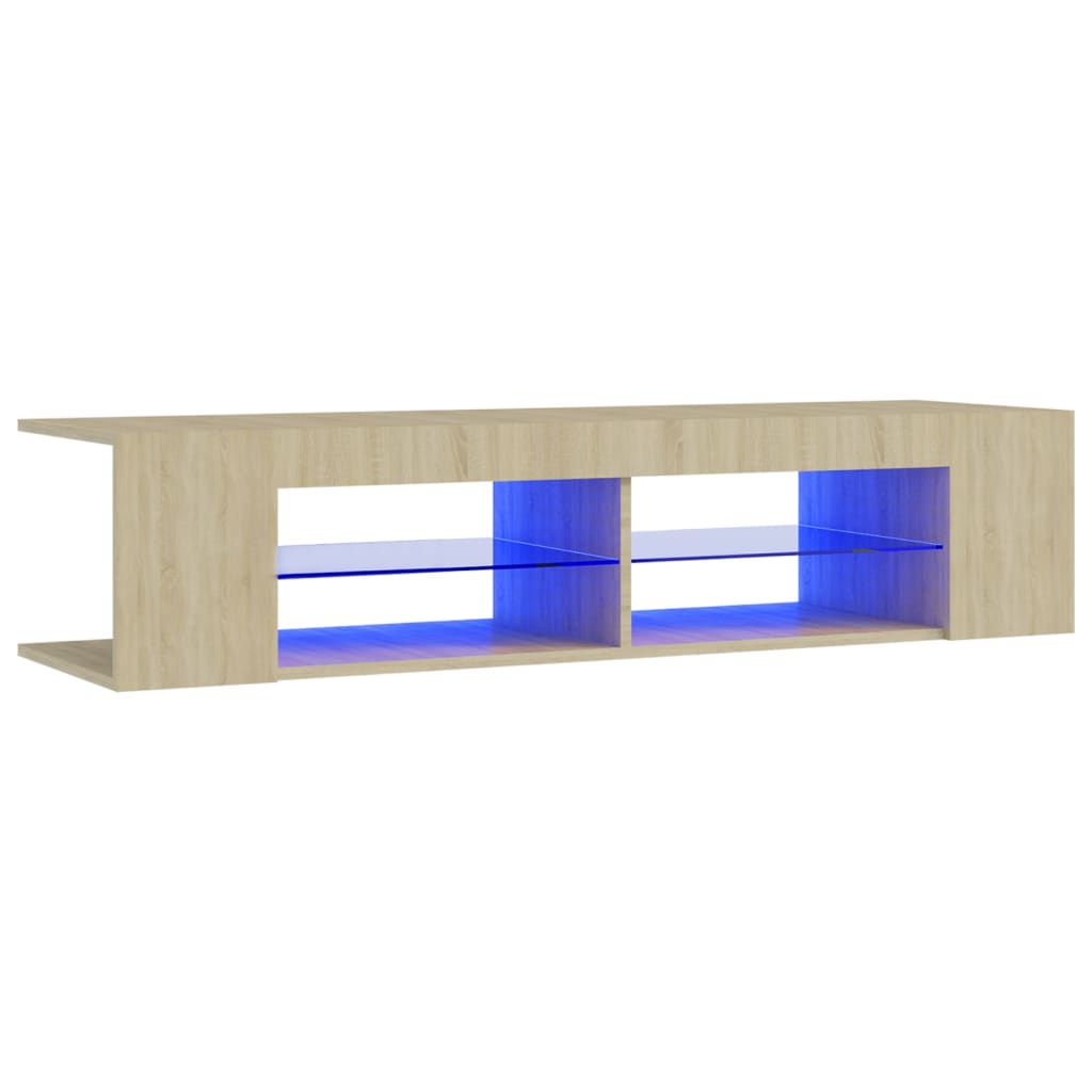 Tv-meubel met LED-verlichting 135x39x30 cm bruin eikenkleur