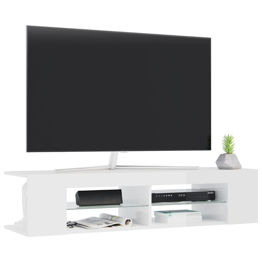 Meuble TV avec éclairage LED 135x39x30 cm coloris chêne marron