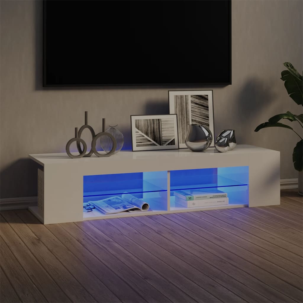 Meuble TV avec éclairage LED 135x39x30 cm coloris chêne marron