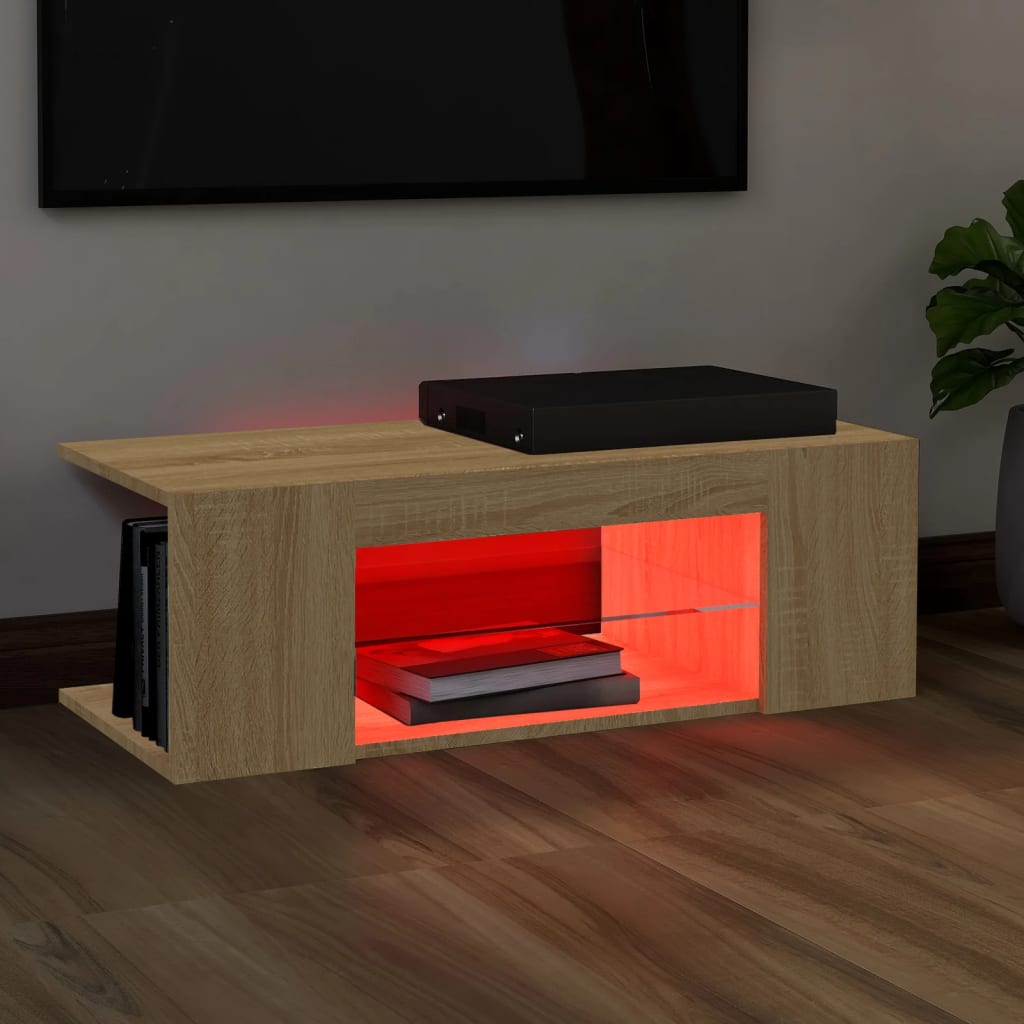 Meuble TV avec éclairage LED 90x39x30 cm