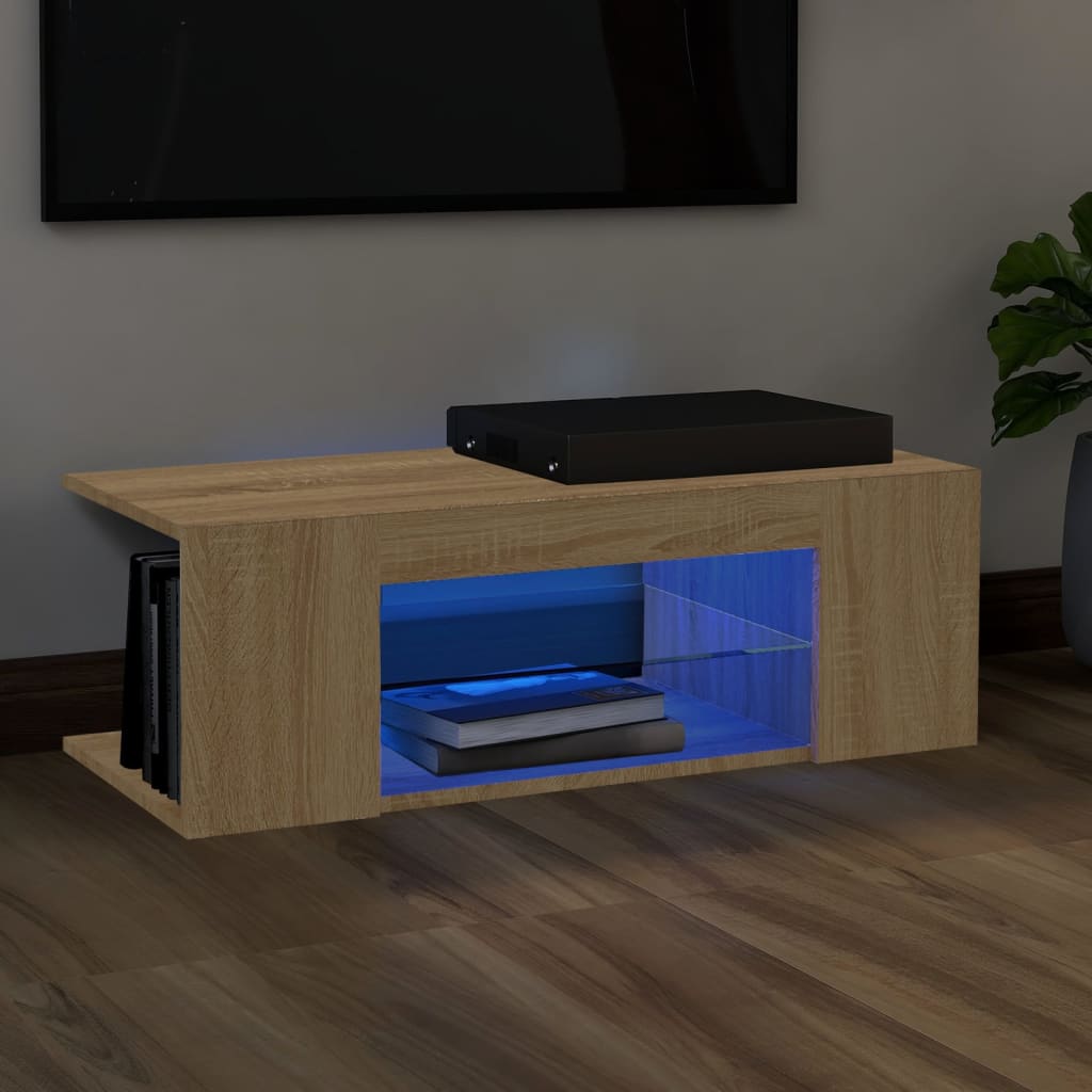 Meuble TV avec éclairage LED 90x39x30 cm