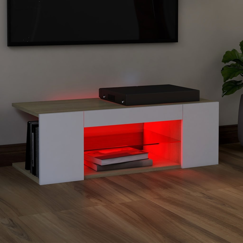 Meuble TV avec éclairage LED 90x39x30 cm