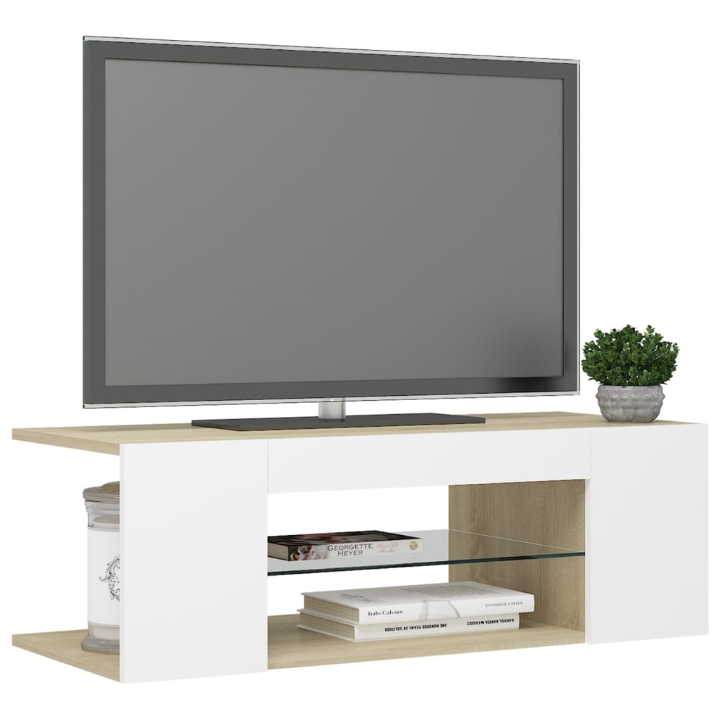 Meuble TV avec éclairage LED 90x39x30 cm