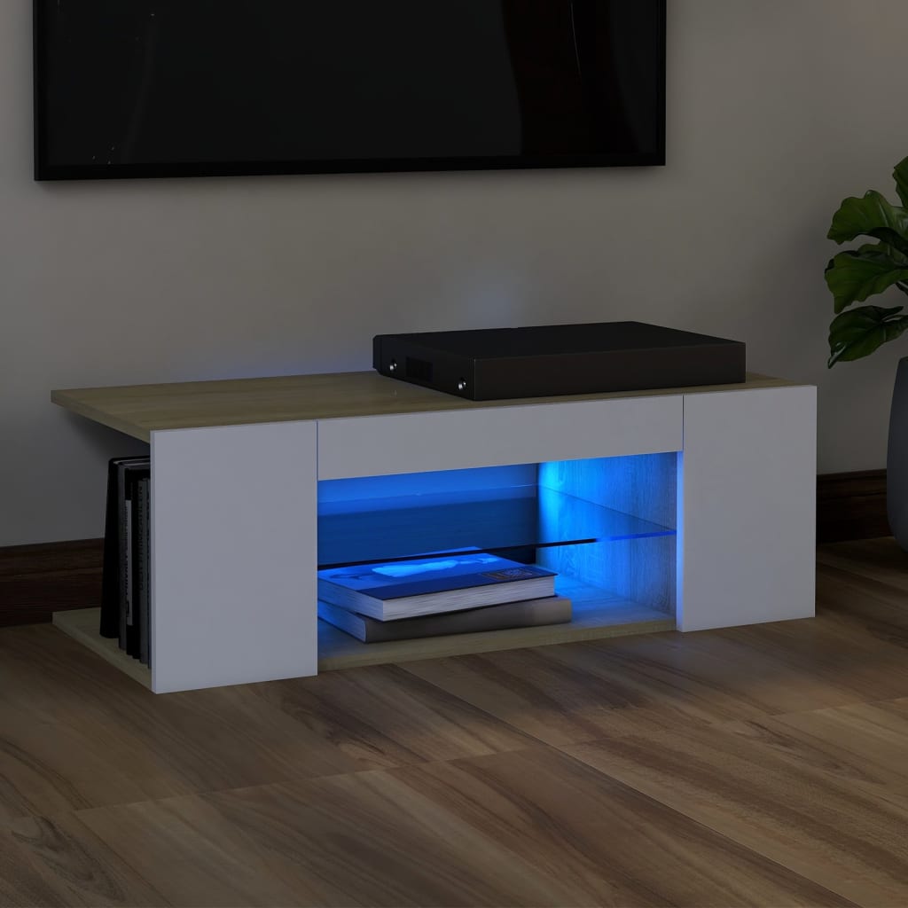 Meuble TV avec éclairage LED 90x39x30 cm