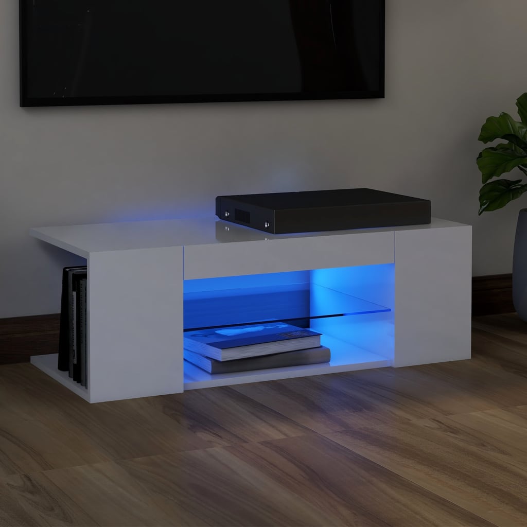 Meuble TV avec éclairage LED 90x39x30 cm