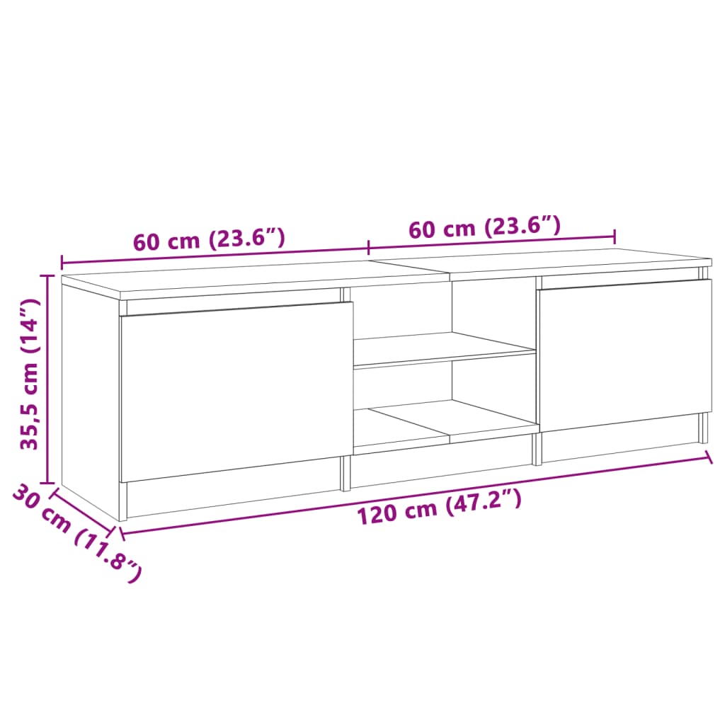 Tv-meubel met LED-verlichting 140x40x35,5 cm bruin eikenkleur