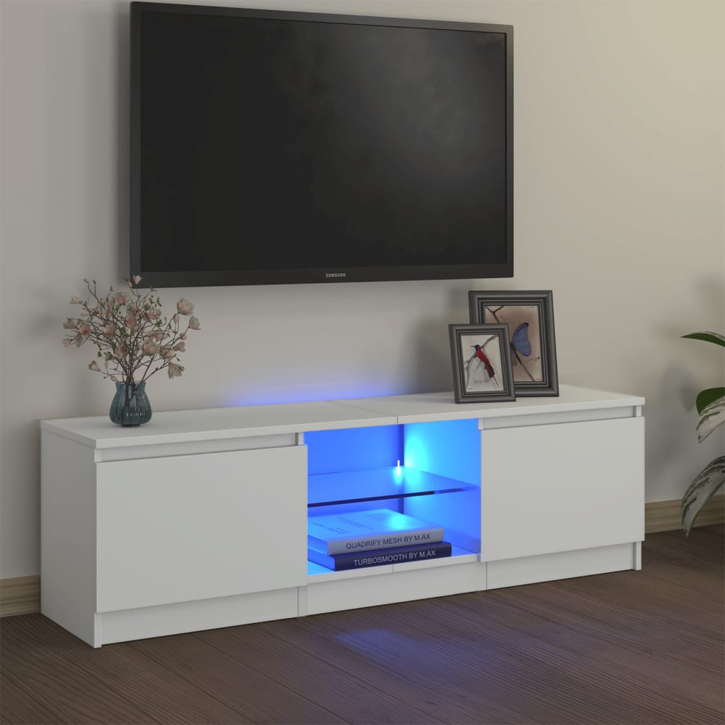 Tv-meubel met LED-verlichting 140x40x35,5 cm bruin eikenkleur