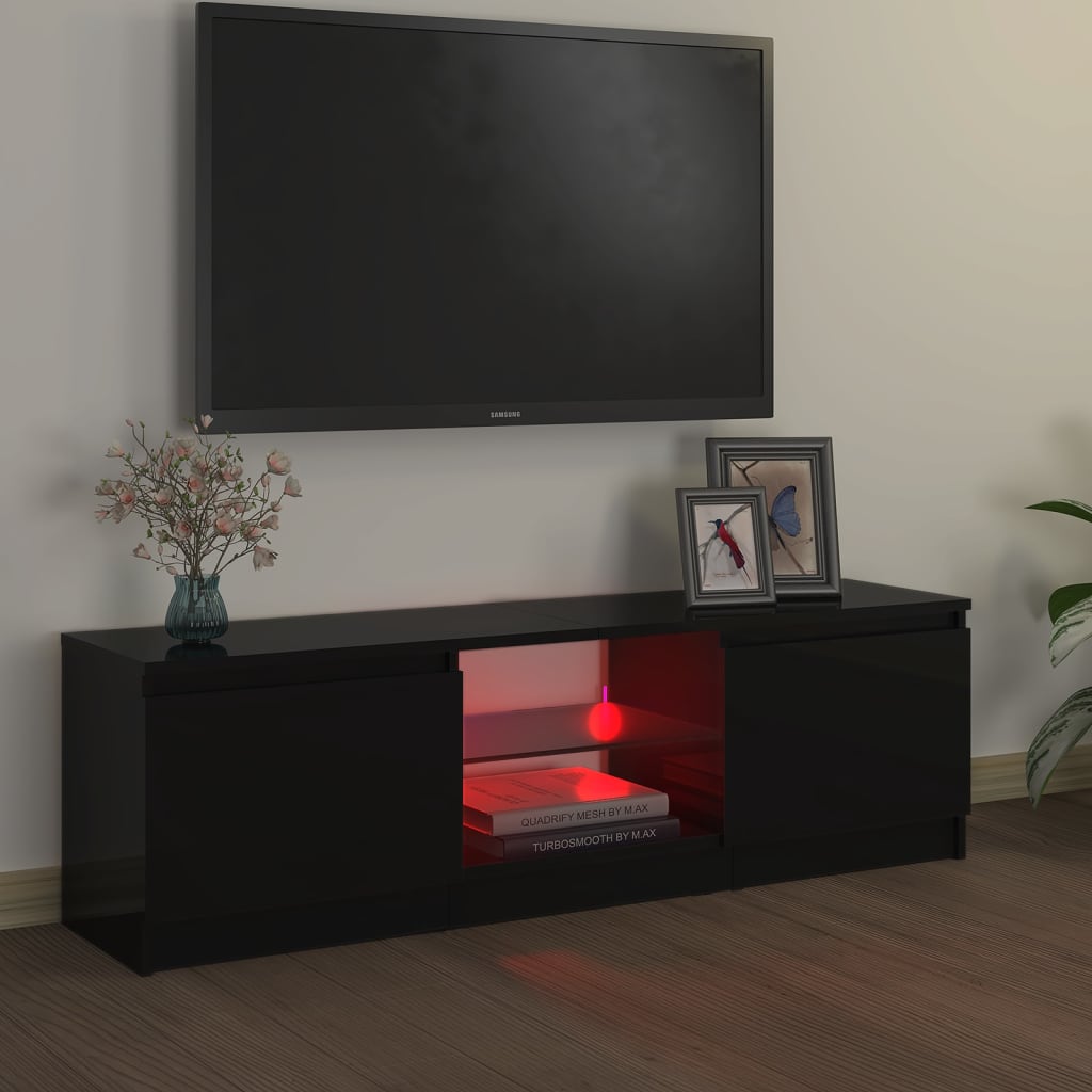 Tv-meubel met LED 140x40x35,5 cm bewerkt hout oud houtkleurig