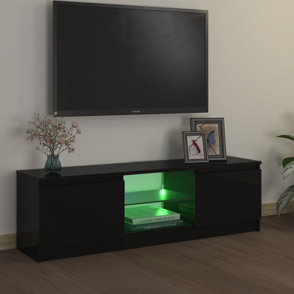 Tv-meubel met LED-verlichting 140x40x35,5 cm bruin eikenkleur