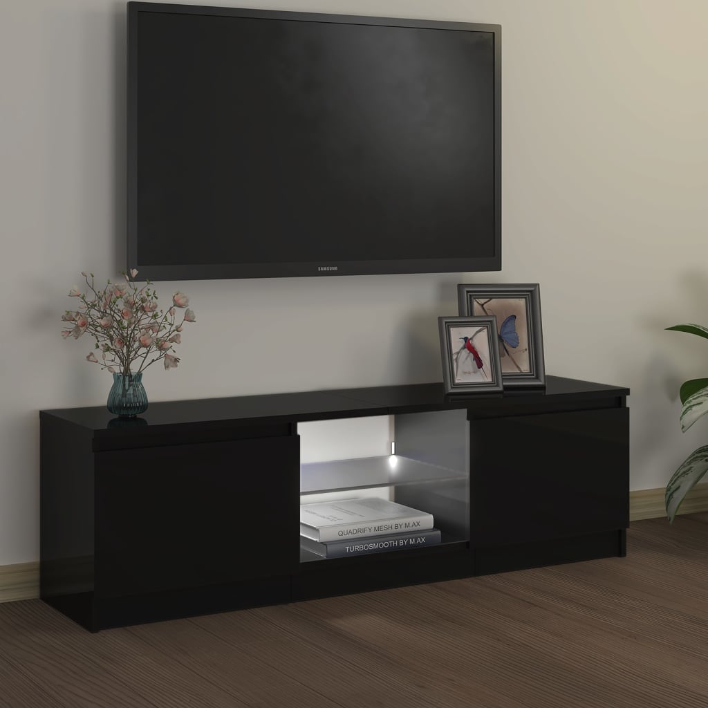 Tv-meubel met LED 140x40x35,5 cm bewerkt hout oud houtkleurig