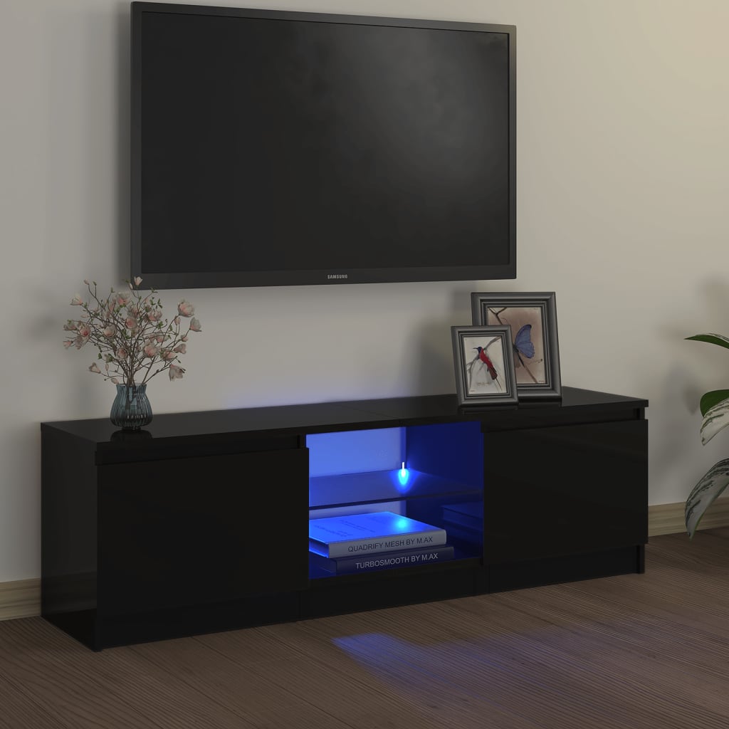 Tv-meubel met LED-verlichting 140x40x35,5 cm bruin eikenkleur