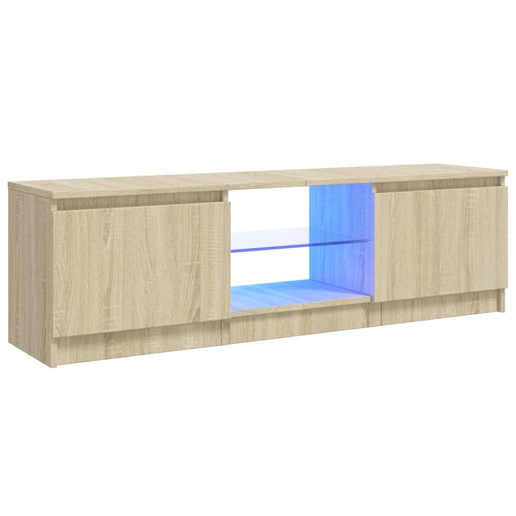 Tv-meubel met LED-verlichting 140x40x35,5 cm bruin eikenkleur