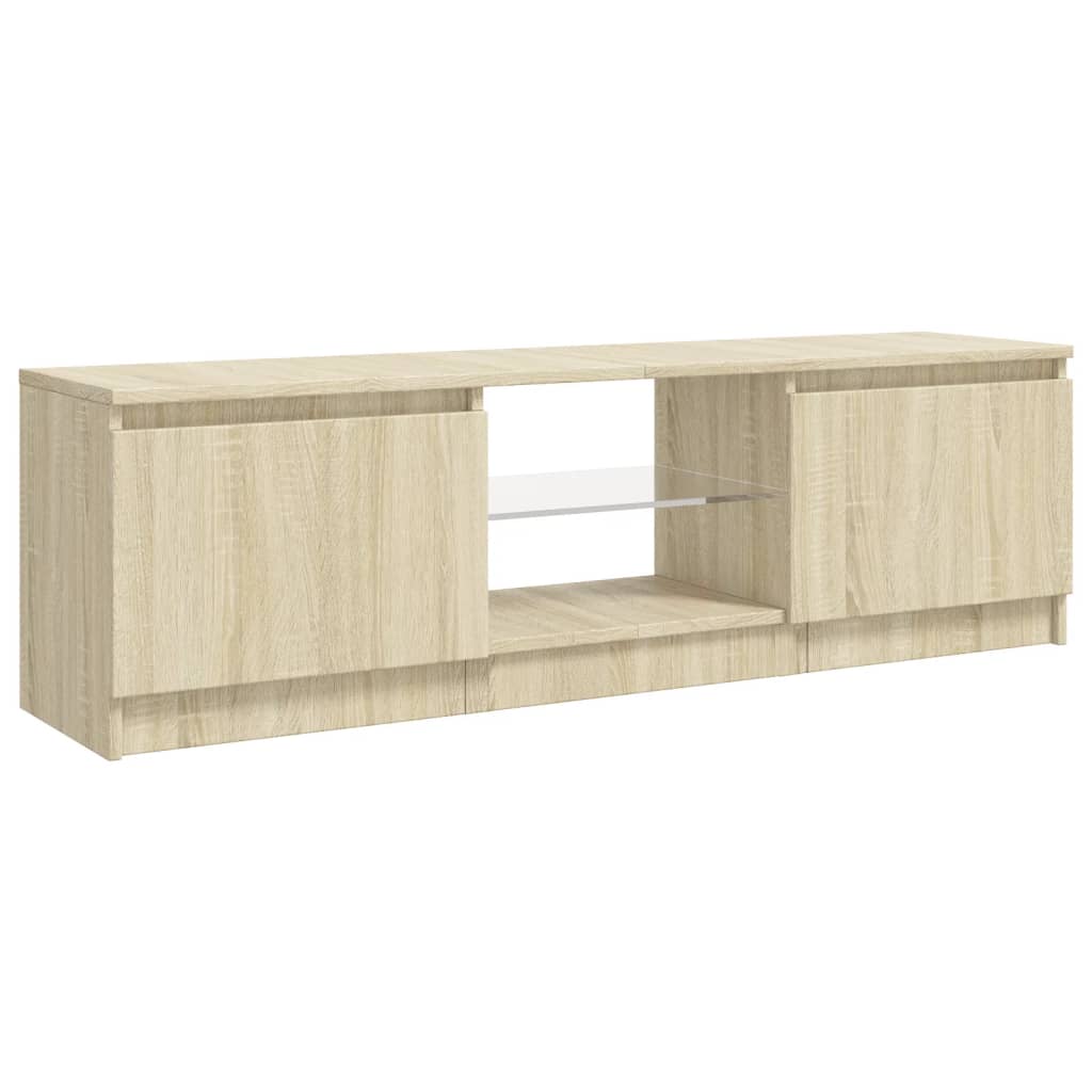 Tv-meubel met LED 140x40x35,5 cm bewerkt hout oud houtkleurig