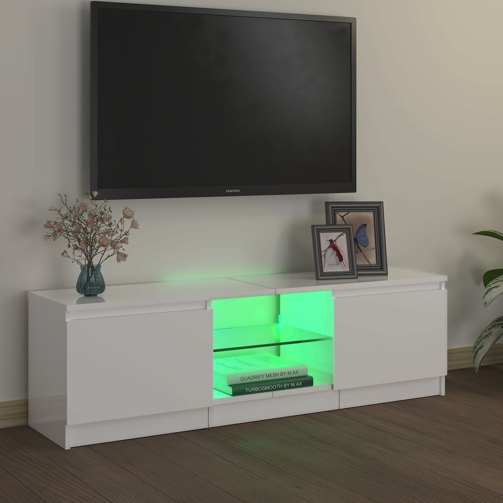 Tv-meubel met LED-verlichting 140x40x35,5 cm bruin eikenkleur