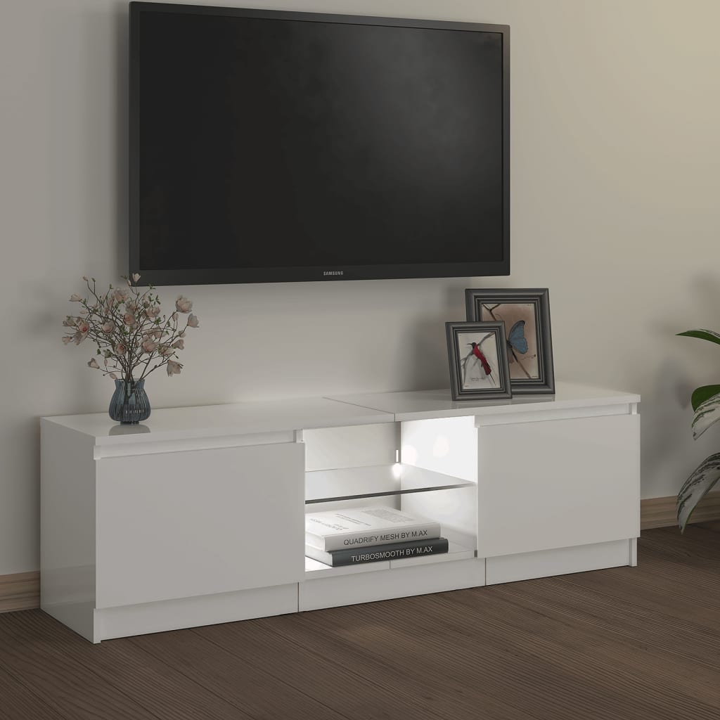 Tv-meubel met LED 140x40x35,5 cm bewerkt hout oud houtkleurig