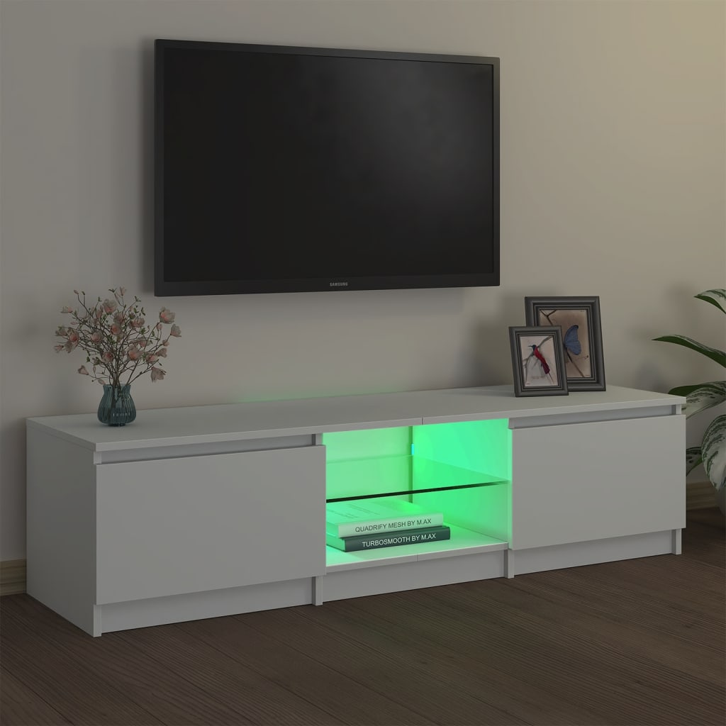 Tv-meubel met LED 140x40x35,5 cm bewerkt hout oud houtkleurig