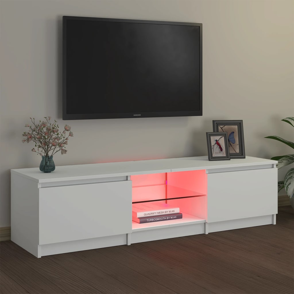 Tv-meubel met LED 140x40x35,5 cm bewerkt hout oud houtkleurig