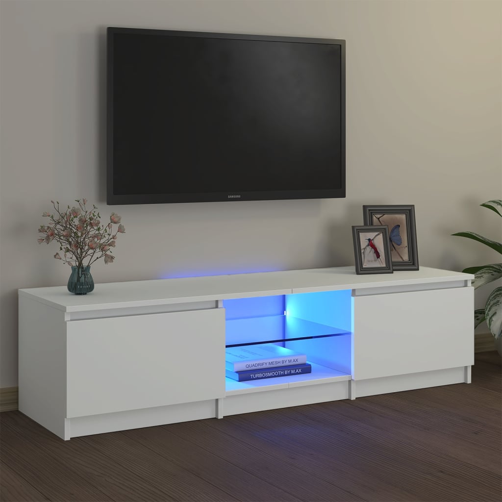 Tv-meubel met LED 140x40x35,5 cm bewerkt hout oud houtkleurig