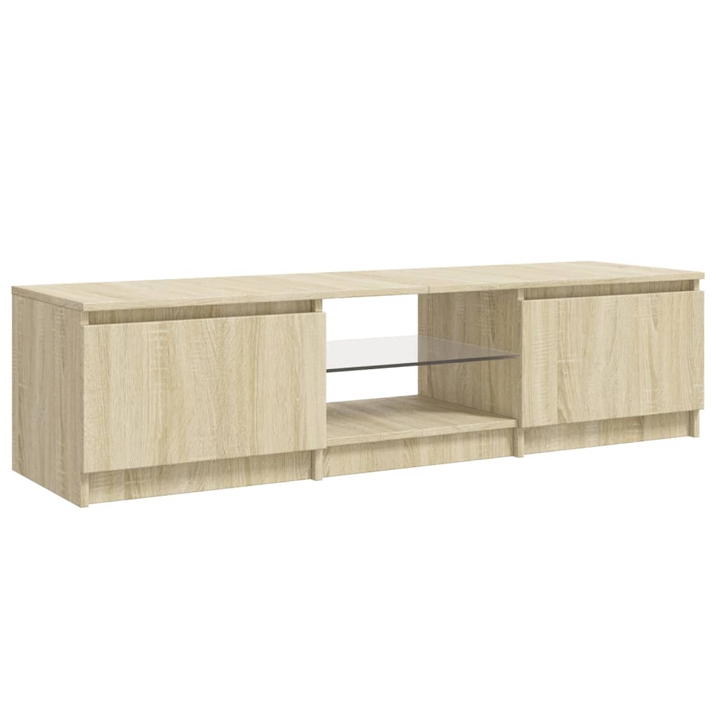 Tv-meubel met LED 140x40x35,5 cm bewerkt hout oud houtkleurig