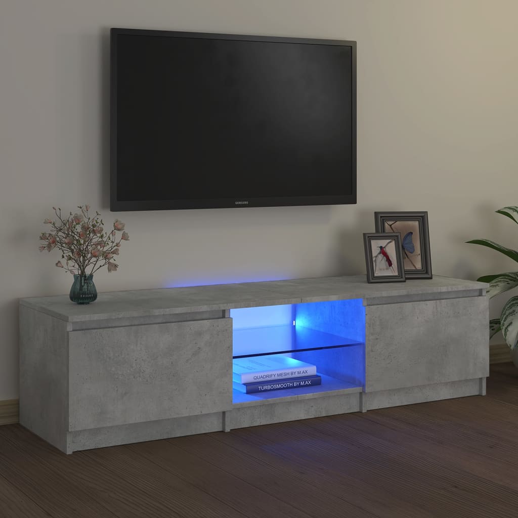 Tv-meubel met LED 140x40x35,5 cm bewerkt hout oud houtkleurig