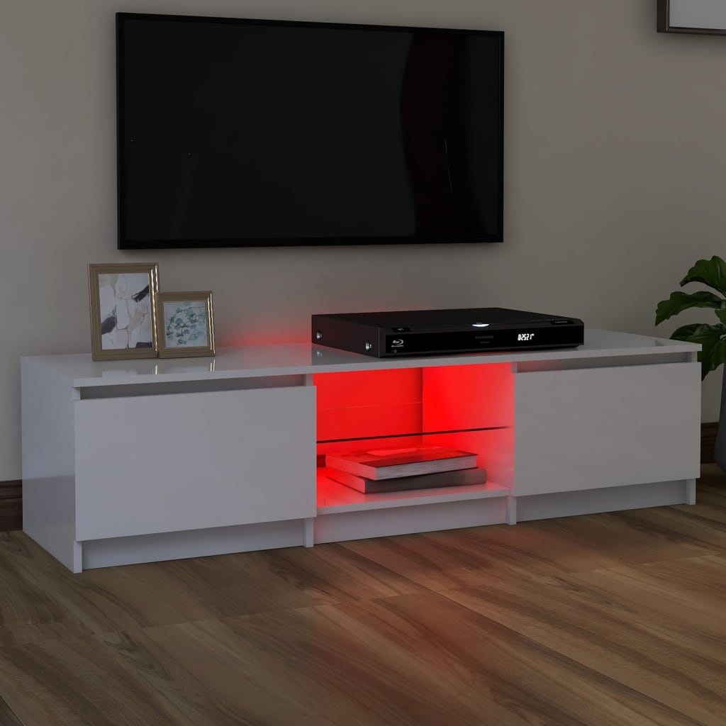 Tv-meubel met LED 140x40x35,5 cm bewerkt hout oud houtkleurig