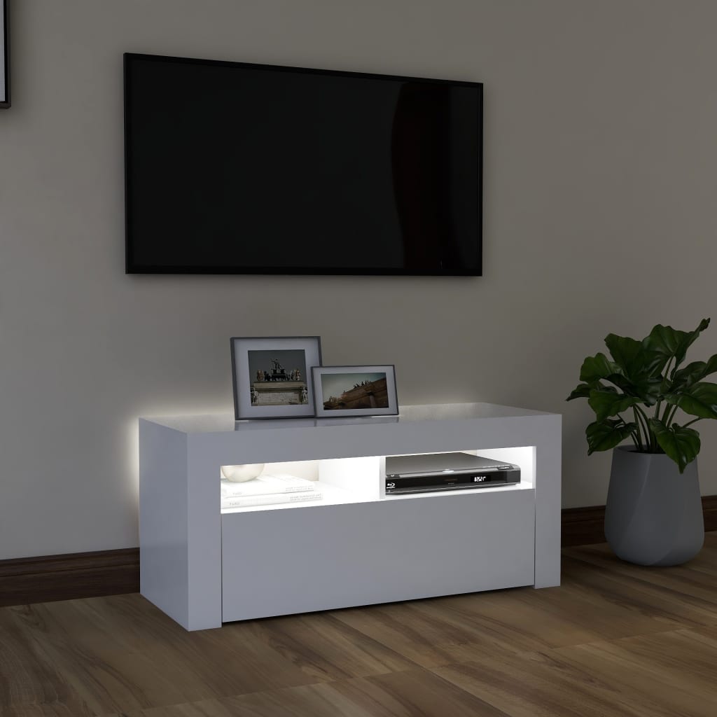 Meuble TV avec éclairage LED 90x35x40 cm