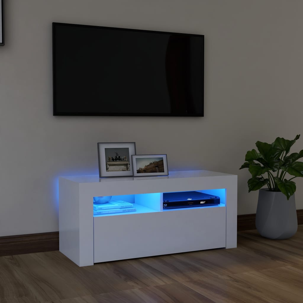 Meuble TV avec éclairage LED 90x35x40 cm