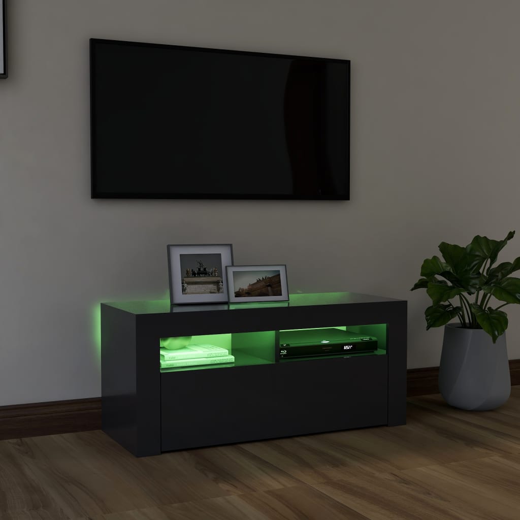 Meuble TV avec éclairage LED 90x35x40 cm