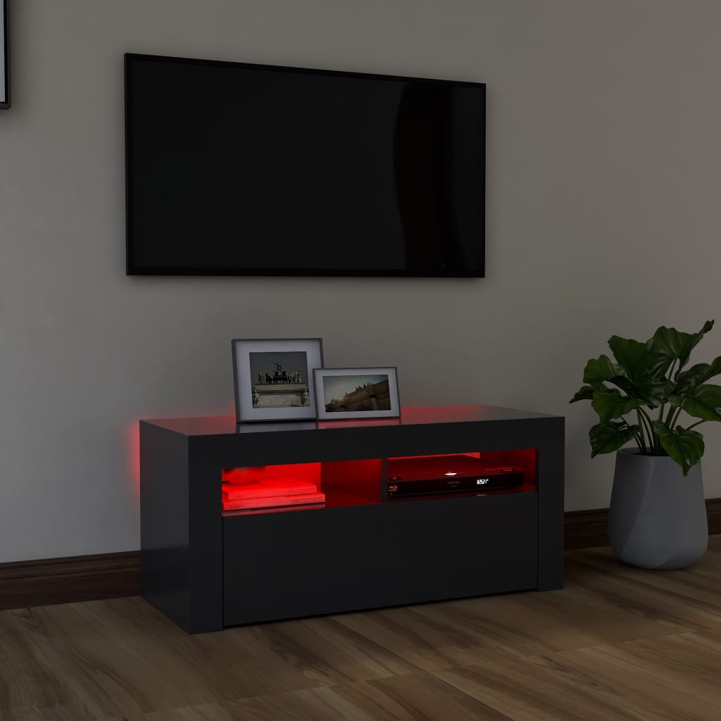 Meuble TV avec éclairage LED 90x35x40 cm