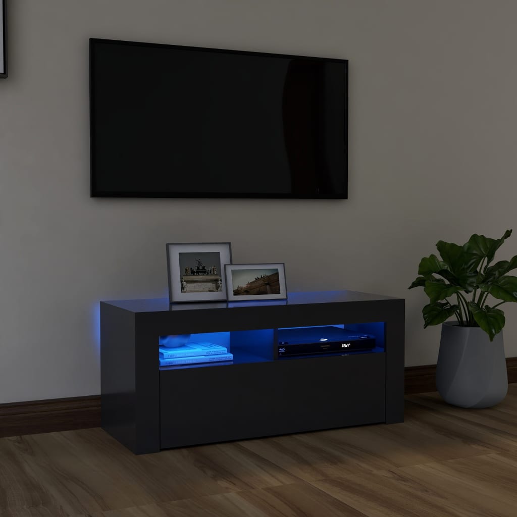 Meuble TV avec éclairage LED 90x35x40 cm