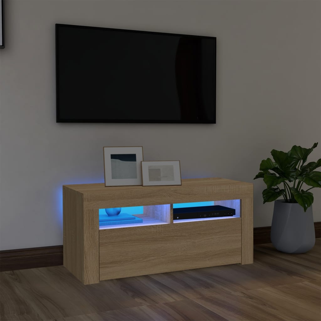 Meuble TV avec éclairage LED 90x35x40 cm