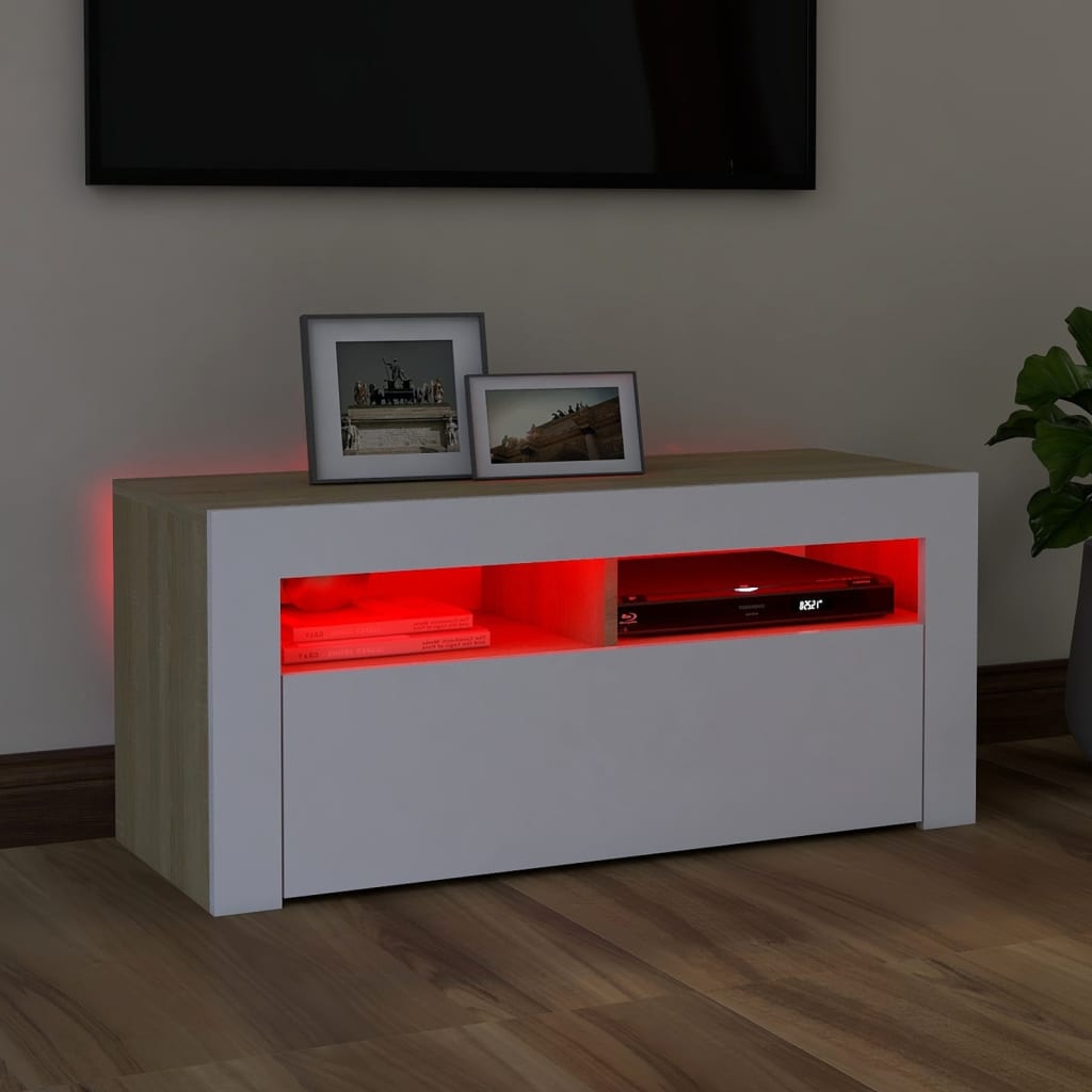 Meuble TV avec éclairage LED 90x35x40 cm