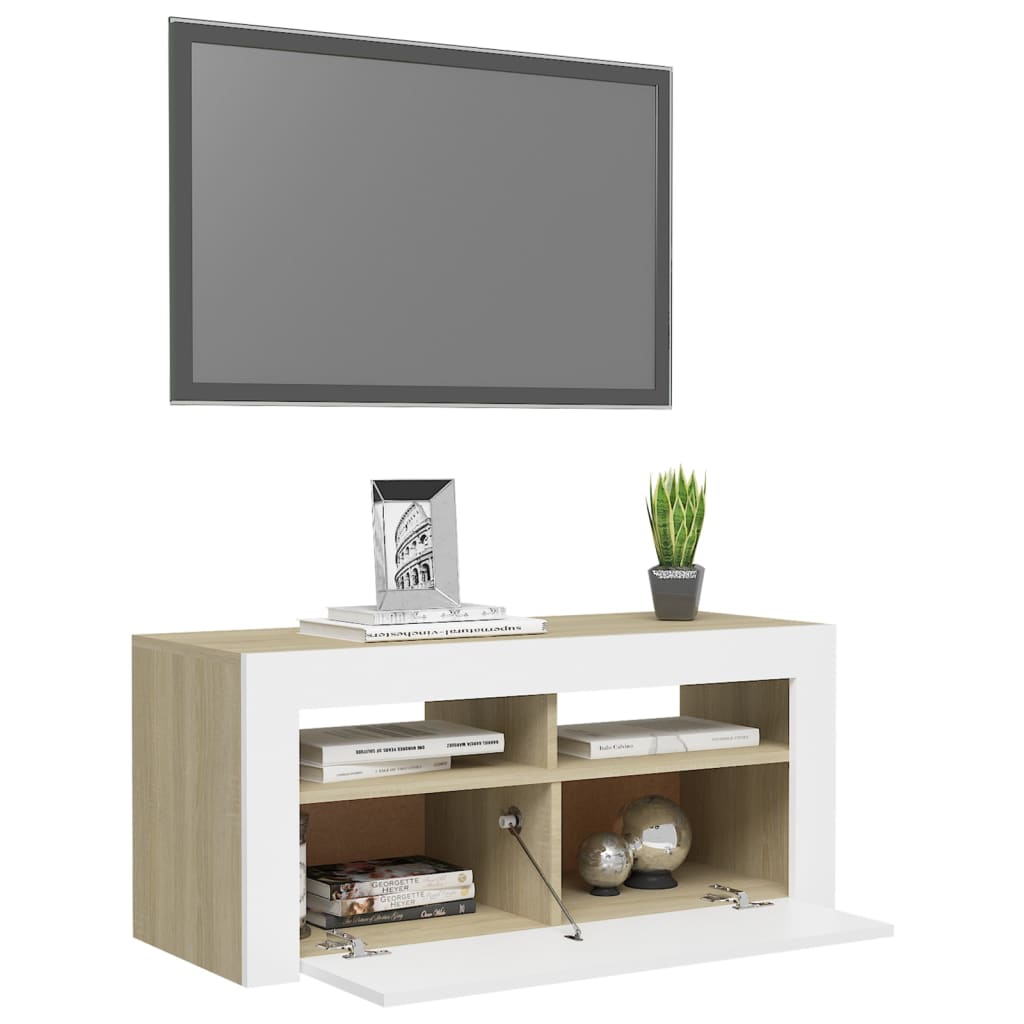 Tv-meubel met LED-verlichting 90x35x40 cm