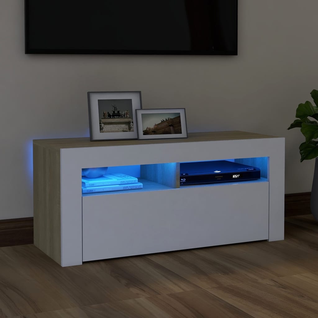 Meuble TV avec éclairage LED 90x35x40 cm